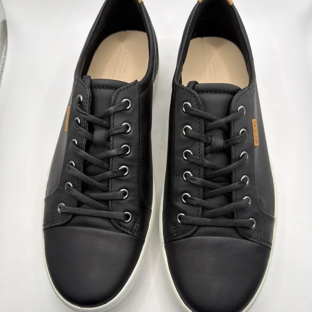 ECCO Soft 7 Men's Black Leather Shoes Low Top Shoes 430004 01001 EU44 US 10-10.5